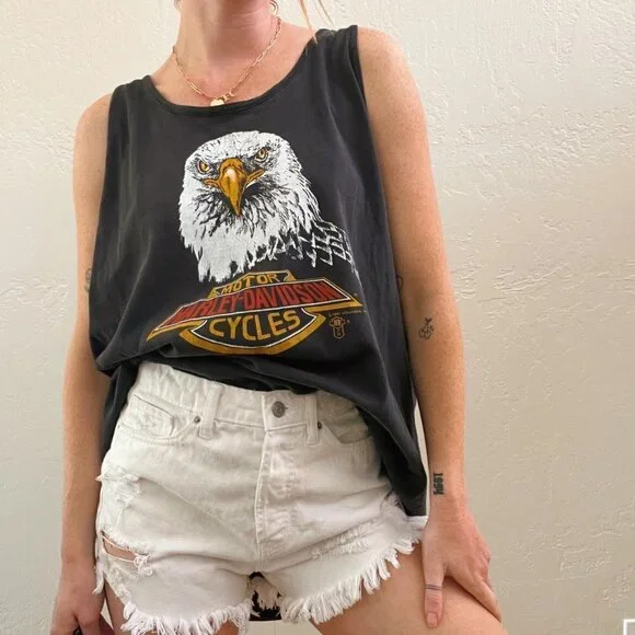 Authentic Vintage 1987 Harley-Davidson Printed Muscle Tee - Picture 4 of 10